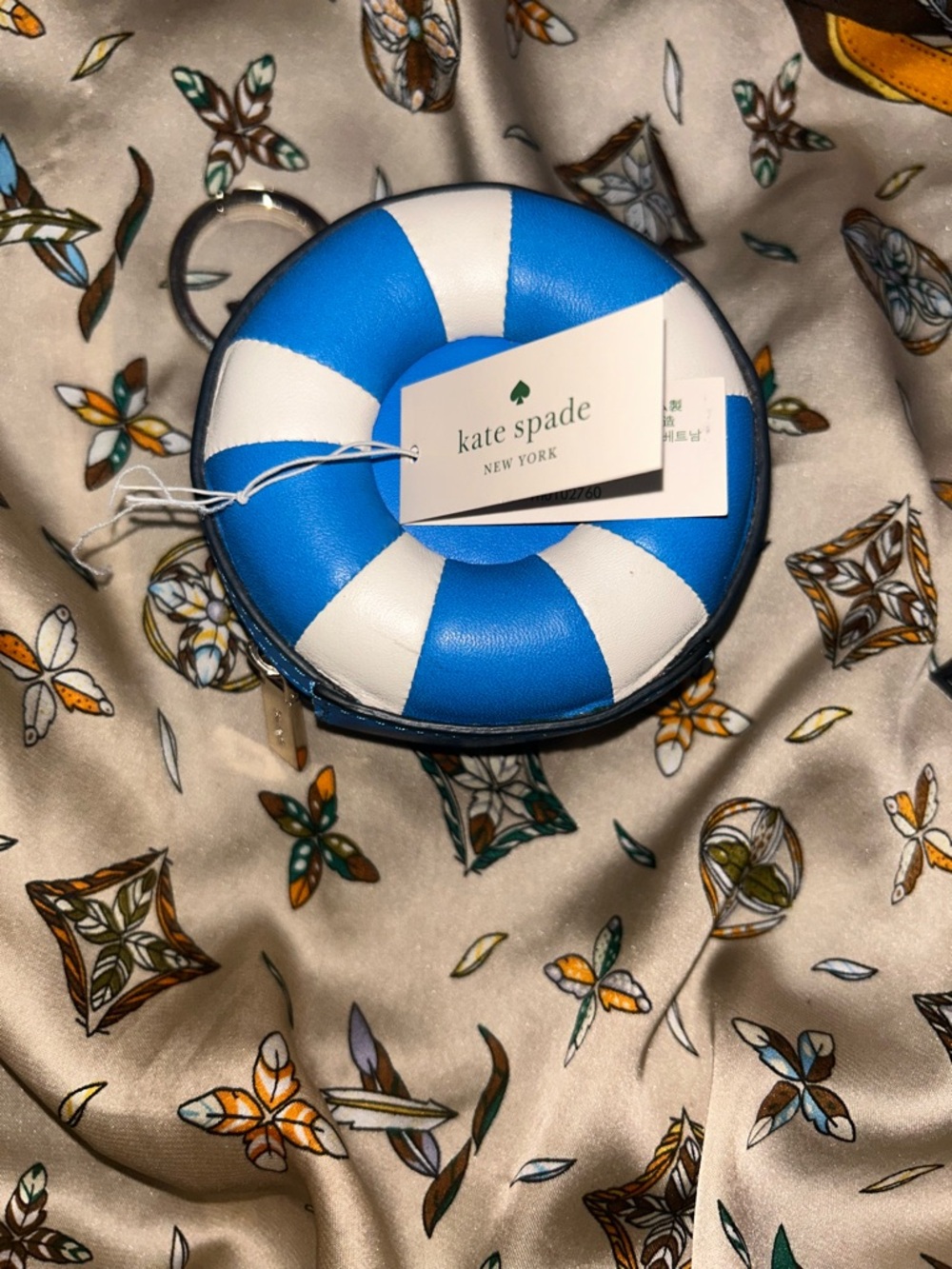 kate spade bright blue and white small coin pouch
